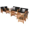 Tangkula 4PCS Patio Acacia Wood Sofa Set Conversation Couch Coffee Table With Cushions