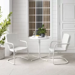 Ridgeland 3pc Outdoor Bistro Set With Table & 2 Chairs - White - Crosley -Outdoor Comfort Deals Store GUEST 24ca6364 8120 40f6 a313 5f31f38ba31d