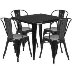 Flash Furniture Commercial Grade 31.5" Square Metal Indoor-Outdoor Table Set With 4 Stack Chairs 31 Flash Furniture Commercial Grade 31.5" Square Metal Indoor-Outdoor Table Set With 4 Stack Chairs -Outdoor Comfort Deals Store GUEST 255511a7 15d4 4a5c 961f 1e0ba60f31b0
