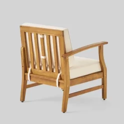 Driscoll 7pc Acacia Wood Chat Set With Fire Pit - Teak/Cream/Brown - Christopher Knight Home -Outdoor Comfort Deals Store GUEST 25bed994 ae7d 4a78 bbb2 8e9e5b980c00