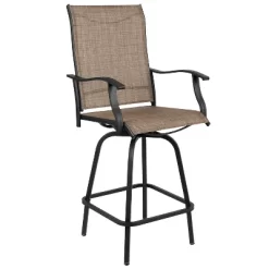 Merrick Lane Set Of 2 Brett High Back Bar Height Swivel Patio Stools With Powder Coated Metal Frames And Textilene Upholstery -Outdoor Comfort Deals Store GUEST 25d4b9ae dc8d 489b 8e60 d6c8b9183225