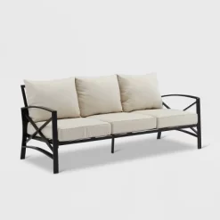 Kaplan Outdoor Metal Sofa Oil Rubbed Bronze With Cushions - Crosley