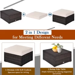 Costway 5PCS Patio Rattan Furniture Set Ottoman Table Beige -Outdoor Comfort Deals Store GUEST 26b5f2ca 2009 4e7b 9c46 b1c54995bc53
