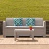 Flash Furniture Faux Rattan Sofa With All-Weather Cushions