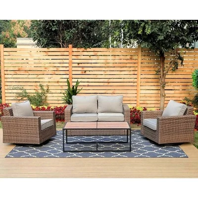 Outdoor Wicker Loveseat With Cushions - Captiva Designs 5 Outdoor Wicker Loveseat With Cushions - Captiva Designs - Image 5