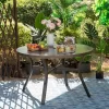 5pc Patio Set With Steel Table With 2" Umbrella Hole & Padded Sling C-Spring Arm Chairs - Captiva Designs