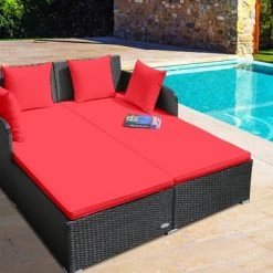 Tangkula Patio Rattan Daybed With 4 Pillows Cushioned Sofa For Outdoor -Outdoor Comfort Deals Store GUEST 27eca61d 681f 44fe 9ce3 8cd10d4cdbcb