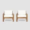Santa Ana 2pk Acacia Wood Club Chairs Teak/Cream - Christopher Knight Home