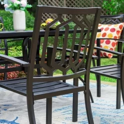 5pc Patio Dining Set With Round Table & Steel Arm Chairs With Hexagon-Shaped Back - Captiva Designs -Outdoor Comfort Deals Store GUEST 284c9cec 5026 41c1 8633 8138b32fff63