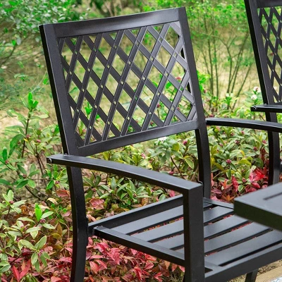 7pc Outdoor Dining Set With 37" Table & Swivel Arm Chairs - Captiva Designs 3 7pc Outdoor Dining Set With 37" Table & Swivel Arm Chairs - Captiva Designs - Image 3