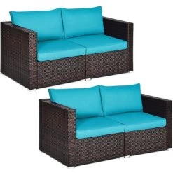 Costway 4PCS Patio Rattan Corner Sofa Sectional Furniture SetBlueBeigeNavy Cushion -Outdoor Comfort Deals Store GUEST 29afae71 5e0a 49ca 82e1 9640676c4baa