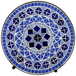 Teal Island Designs Modern Black Round Outdoor Accent Side Table 14" Wide Light Blue Mosaic Tabletop Front Porch Patio Home House Balcony -Outdoor Comfort Deals Store GUEST 29eac952 8f96 4810 a0f4 f2b217c8f763