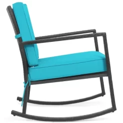 Costway Patio Rattan Rocker Chair Outdoor Glider Rocking Chair Cushion Lawn Turquoise -Outdoor Comfort Deals Store GUEST 2a3bf0e7 9bfe 4516 ba6c 9fa862b1982d
