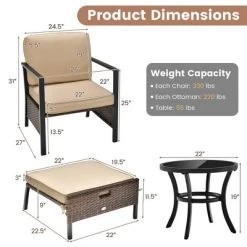 Costway 5PCS Patio Wicker Conversation Set Space Saving Cushions Chairs With Ottomans Table -Outdoor Comfort Deals Store GUEST 2b3032c7 506b 491d 81c1 5f8aa8bc1885