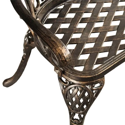 Ornate Traditional Aluminum Patio Bench - Bronze - Oakland Living 2 Ornate Traditional Aluminum Patio Bench - Bronze - Oakland Living - Image 2