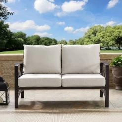 Kaplan Outdoor Metal Loveseat - Oatmeal/Bronze - Crosley -Outdoor Comfort Deals Store GUEST 2b766350 45d1 45dc a34e eefde101e768