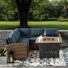 Bradenton 4pc Outdoor Wicker Sectional Set With Fire Table - Crosley