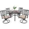 5PC Patio Dining Set With 37" Square Table & Swivel Chairs - Captiva Designs