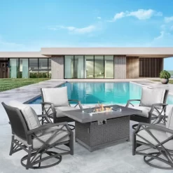 Kinger Home Novi 5-Piece Rattan Wicker Propane Fire Pit Set With An Aluminum Frame -Outdoor Comfort Deals Store GUEST 2ce93755 dd5b 4c95 baf6 b4bbab204ac4