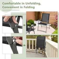 Costway 4pcs Patio Folding Portable Dining Chairs Metal Frame Armrests Garden Outdoor -Outdoor Comfort Deals Store GUEST 2d682dd3 0437 492d 9735 3445e4b1093c