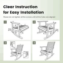 Costway Patio Wooden Rocking Chair High Back Fir Wood Armchair Natural Garden Yard -Outdoor Comfort Deals Store GUEST 2f182ee0 d580 42c4 9aea b71b986176c9