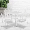 Flash Furniture Oia Commercial Grade 28" Square Indoor-Outdoor Steel Patio Table Set With 4 Round Back Chairs