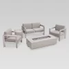 Aviara 5pc Aluminum Chat Set With Fire Pit - Silver/Khaki And Light Gray - Christopher Knight Home