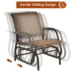 Tangkula Outdoor Single Glider Chair Rocking Seating Lounging Chair With Armrest Brown/Grey -Outdoor Comfort Deals Store GUEST 305ceeb8 5855 4a78 aee4 568f5ddd3f2a