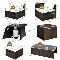 Tangkula 9PCS Outdoor Patio Furniture Set With 30" Propane Fire Pit Table PE Wicker Space-Saving Sectional Sofa Set W/ Storage Box & Cushions -Outdoor Comfort Deals Store GUEST 31013370 fe75 43d1 a683 999056ce4c9a