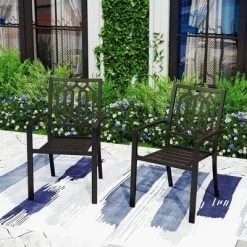 5pc Patio Dining Set With Round Table & Steel Arm Chairs With Hexagon-Shaped Back - Captiva Designs -Outdoor Comfort Deals Store GUEST 315e3bb0 ad0b 4613 89c5 b2e80338eb0f