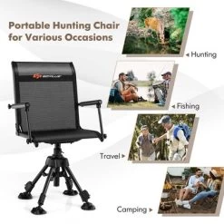 Costway Swivel Hunting Chair W/4 360°Adjustable Legs Folding Silent Swivel Blind Chair -Outdoor Comfort Deals Store GUEST 32632037 d9b1 4c42 84ce aeeecf7251aa