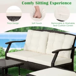 Costway 7PCS Patio Rattan Furniture Set Cushioned Sofas Loveseat Yard W/Waterproof Cover -Outdoor Comfort Deals Store GUEST 32877bbd 1569 4395 984a f45fa25d2d1e