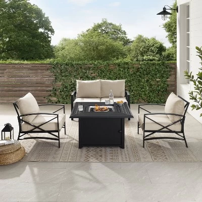 Kaplan 4pc Outdoor Conversation Set With Dante Fire Table - Oatmeal - Crosley 5 Kaplan 4pc Outdoor Conversation Set With Dante Fire Table - Oatmeal - Crosley - Image 5