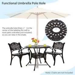 Costway 3 PCS Patio Dining Bistro Set Cast Aluminum Round Patio Table W/Chairs -Outdoor Comfort Deals Store GUEST 33432d34 bc55 49bd 9fda f18a2cb20835