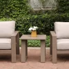 Simple Relax Outdoor 24" End Table With Sled Base In Wood Grained Finish