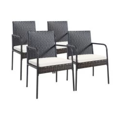 Costway 4PCS Patio Wicker Rattan Dining Chairs Cushioned Seats Armrest Garden -Outdoor Comfort Deals Store GUEST 340e593e 09e3 47fc aeb7 05cde344901e