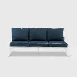 Kaplan Outdoor Metal Sofa White With Navy Cushions - Crosley -Outdoor Comfort Deals Store GUEST 34819944 6b3e 4f9e bf8d 3f800c86df99