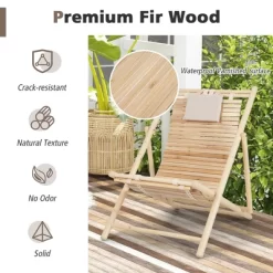 Costway Patio Outdoor Adjustable Folding Wood Sling Chair Reclining Lounge Assembly Free -Outdoor Comfort Deals Store GUEST 3482051b c5e4 44dc 92f3 001cdd7673fd