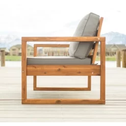 Galia Square Leg Acacia Wood Patio Loveseat With Cushions - Brown - Saracina Home -Outdoor Comfort Deals Store GUEST 34c230b8 c4f3 4008 8b19 624652108741