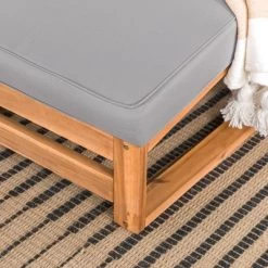 Galia 2pc Square Leg Acacia Wood Chair And Ottoman With Cushions - Brown - Saracina Home -Outdoor Comfort Deals Store GUEST 34f09a2c 5eb2 4765 8bf5 0e22052dcc27