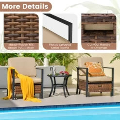 Costway 5PCS Patio Wicker Conversation Set Space Saving Cushions Chairs With Ottomans Table -Outdoor Comfort Deals Store GUEST 34f148b8 388e 440c ae46 840015057e0b