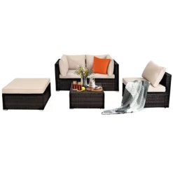 Costway 5PCS Patio Rattan Furniture Set Ottoman Table Beige -Outdoor Comfort Deals Store GUEST 35fdfc8c c656 4f32 af8c f961d483e08e