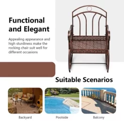 Costway Patio Rocking Chair Art Scroll Rocker Backrest Armrests Antique Copper Backyard -Outdoor Comfort Deals Store GUEST 360907f4 fff0 4e04 8afa d04c0b5d1b79