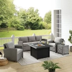 Bradenton 5pc Wicker Sofa Set With Fire Table - Gray - Crosley 18 Bradenton 5pc Wicker Sofa Set With Fire Table - Gray - Crosley -Outdoor Comfort Deals Store GUEST 3622b66b cfa6 4fa8 9a9f 039f5bf0f745