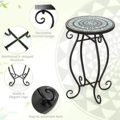 Costway Mosaic Outdoor Round End Table With Weather Resistant Ceramic Tile Tabletop -Outdoor Comfort Deals Store GUEST 364771bf 9da9 4581 afd9 660595c51f2d