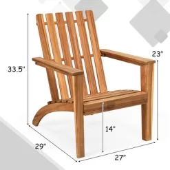 Costway Patio Acacia Wood Adirondack Chair Lounge Armchair Durable Outdoor Garden Yard -Outdoor Comfort Deals Store GUEST 3672b574 7485 48b8 809f cd9cd3fe616a