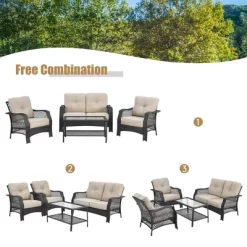 Costway 4PCS Patio Wicker Furniture Set Loveseat Sofa Coffee Table W/ Cushion 11 Costway 4PCS Patio Wicker Furniture Set Loveseat Sofa Coffee Table W/ Cushion -Outdoor Comfort Deals Store GUEST 375abd90 eb50 4c20 a9bd 5e9ad92f127a