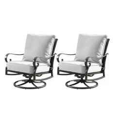 5pc Set With 44" Outdoor Aluminum Round Fire Table & 4 Deep Seating Swivel Rocking Chairs & Wind Blocker Lid - Oakland Living -Outdoor Comfort Deals Store GUEST 37634957 e706 4ba1 8cd0 2f52a2352bd3