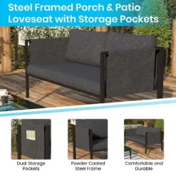 Merrick Lane Outdoor Love Seat/Sofa With Removable Fabric Cushions And Steel Frame -Outdoor Comfort Deals Store GUEST 37680c68 8334 4b81 804f 3406d391b49d 1