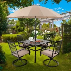 5PC Patio Dining Set With 37" Square Table & Swivel Chairs - Captiva Designs -Outdoor Comfort Deals Store GUEST 37a44c8a 9295 4372 a76c ab630a1ec83b